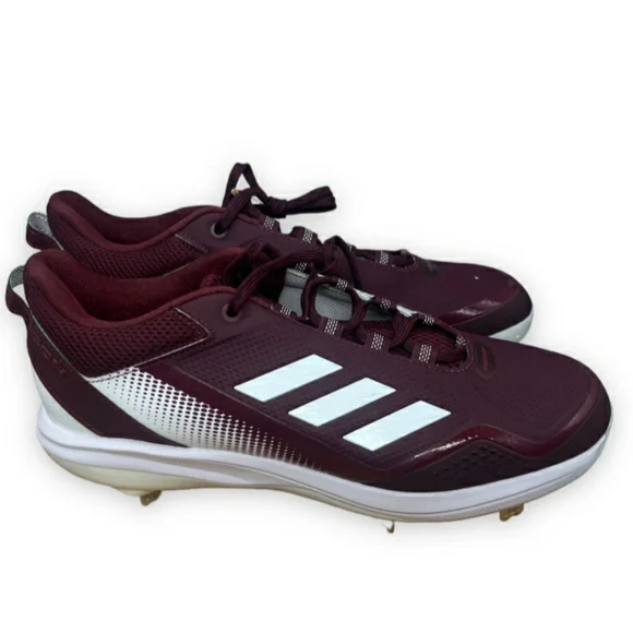 Adidas Icon 7 Metal Baseball Cleats Burgundy White FZ1555 Men’s Size 12.5 Shoes - Picture 2 of 6
